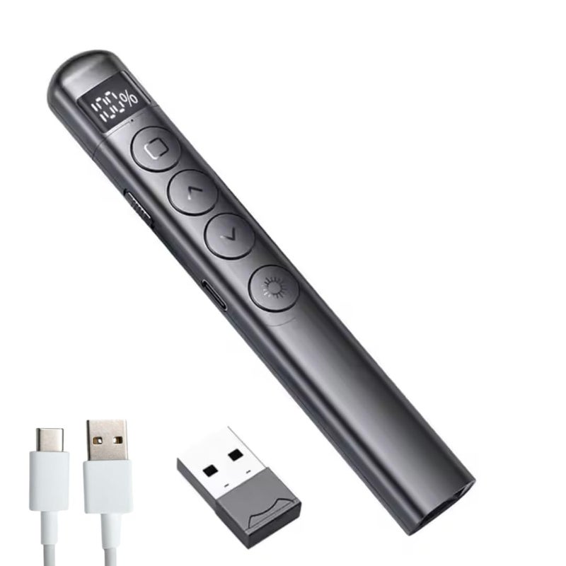 COOLCOLD Wireless Presenter Remote with Red Laser Pointer – 2.4GHz PowerPoint Clicker with Page Up/Down Control – USB Receiver Slide Advancer for PPT Presentation - Image 1