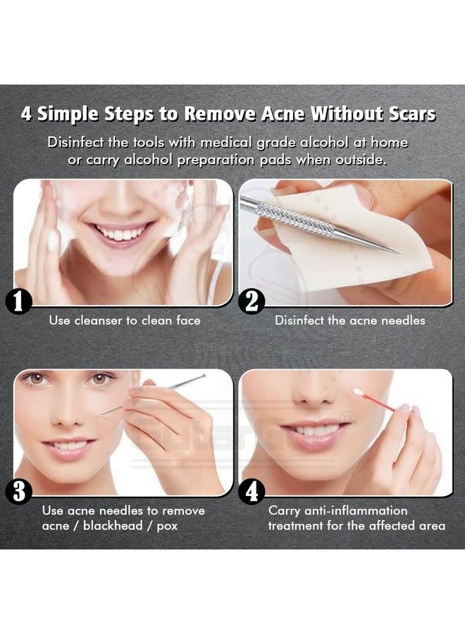 GutarGoo Blackhead Remover Pimple Comedone Extractor Tool Acne Removal Kit Treatment For Blemish Whitehead Popping Zit Removing For Nose Face Skin For Women & Men Stainless Steel (4 Pcs) - Image 3