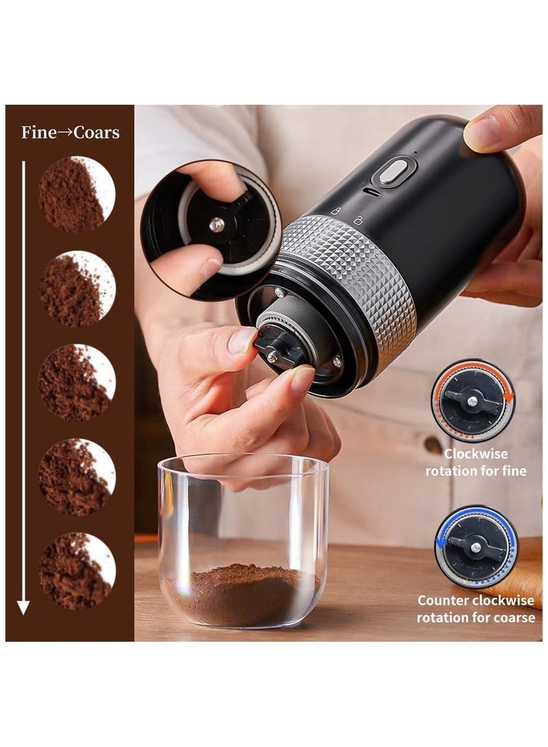 JIHAM Portable Coffee Grinder, New Design Electric Compact Mini Espresso burr Coffee Mixer Grinder,  Adjustable Grinder Machine, Strong Grip Holder, USB Rechargeable Battery 1000mah, 25g Silo, 200ML cup - Image 3
