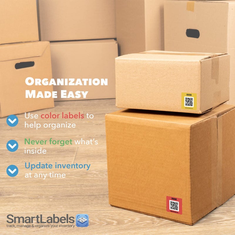 Smart Labels QR Code Smart Labels | Color Coded Scannable Stickers for Storage Bins, Moving Containers & Organization | Pack and Track Inventory on iOS & Android App | Pack of 48 (Original) - Image 4