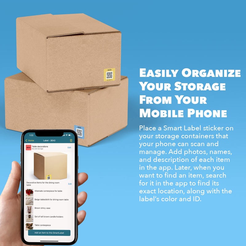 Smart Labels QR Code Smart Labels | Color Coded Scannable Stickers for Storage Bins, Moving Containers & Organization | Pack and Track Inventory on iOS & Android App | Pack of 48 (Original) - Image 2