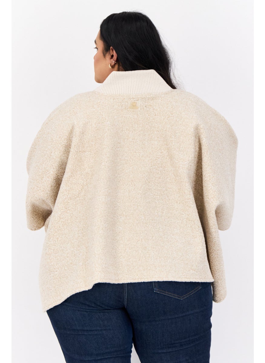 Canada Weather Gear - Women Textured Ruana Shawl Poncho130 L x 80 H cm, Beige - Image 1