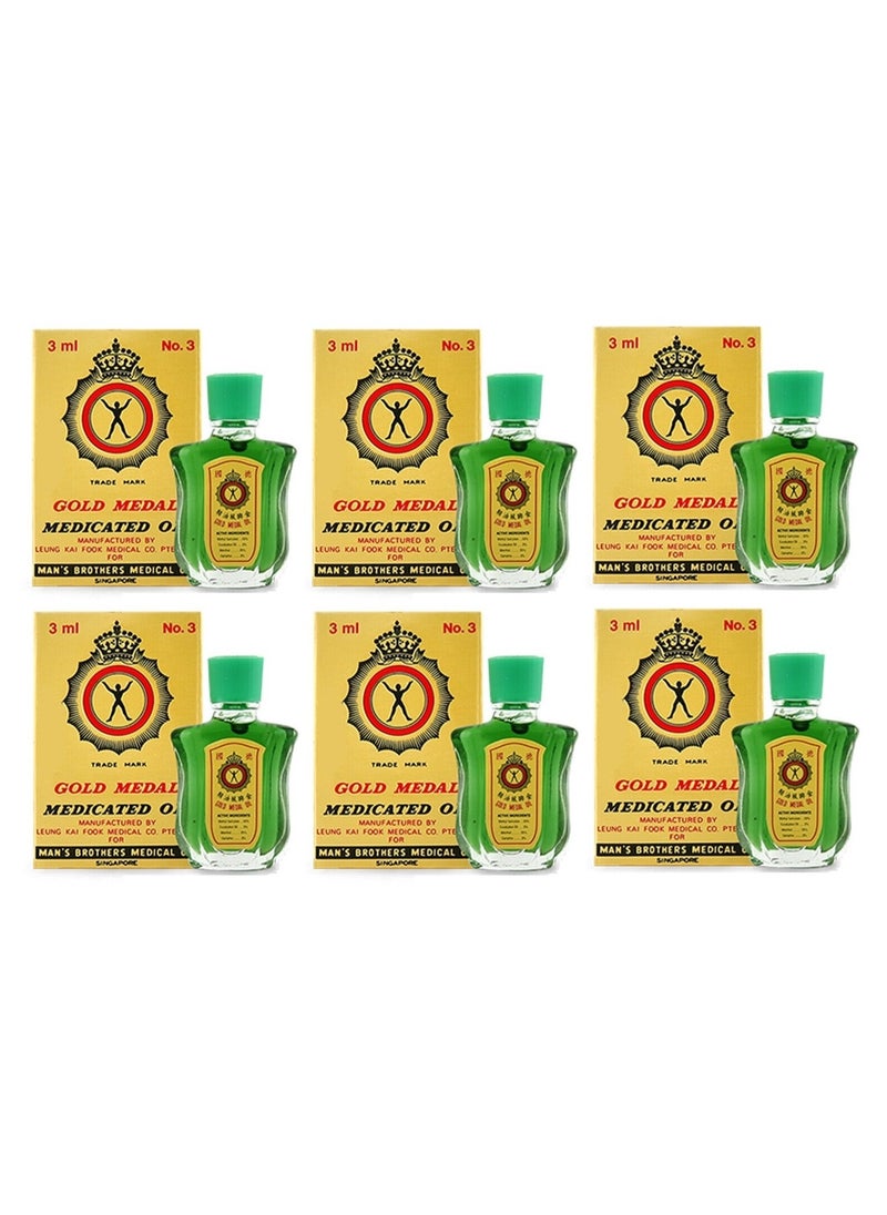 GOLD MEDAL Pack of 6 Gold Medal Medicated Oil - 6x3 ml  - Image 1