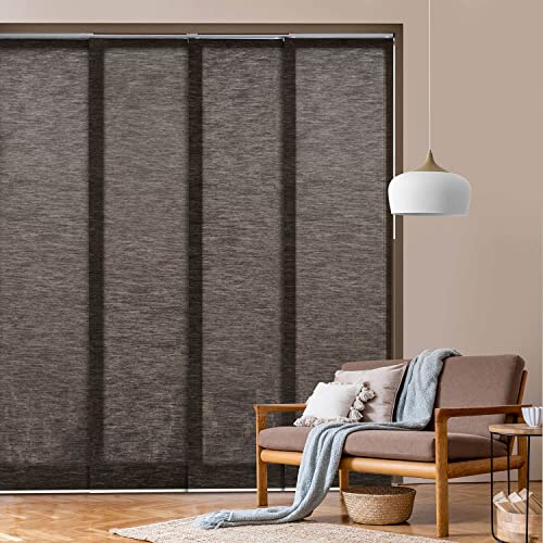 GoDear Design GoDear Design Adjustable Sliding Panel Track Blinds 458 86 W x 96 H Extendable Vertical Blinds for Windows Patio Doors Room Dividers SeeThrough Trimmable Jute Fabric SemiPrivacy Puer Tea 