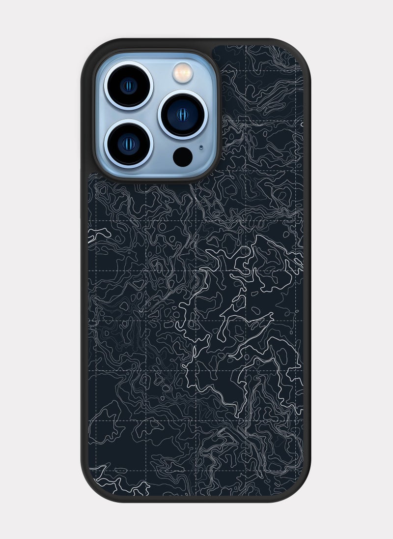 بكسلات كفر ايفون 13 برو اسود خريطة طبوغرافية - Image 1