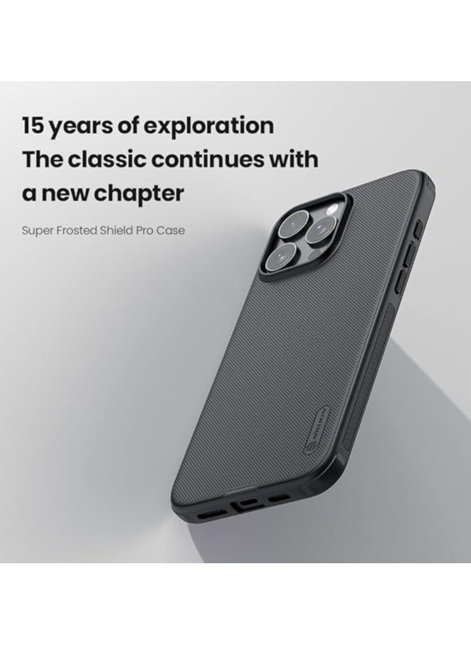 Nillkin Iphone 16 Pro Max Case Cover Super Frosted Shield Pro Matte All-Round Protection Anti-scratch Slim Luxury Hard Back (PC+TPU) Cover Raised Bezel Camera Protect Cover for Iphone 16 Pro Max Black  - Image 3