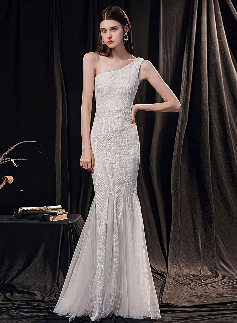 Madam Uniq Lace One-Shoulder Dress - Image 1