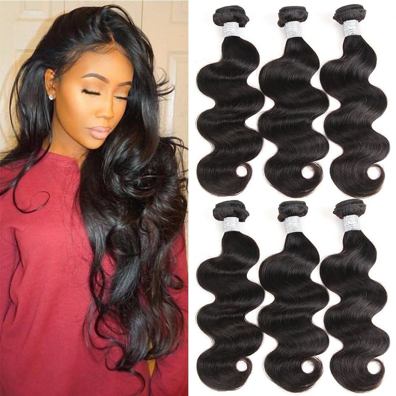 Beauty Princess Brazilian Body Wave with Closure 10A Unprocessed Brazilian Virgin Hair 3 Bundles with Middle Part Closure Natural Black Human Hair Bundles With Closure20 22 24with 18