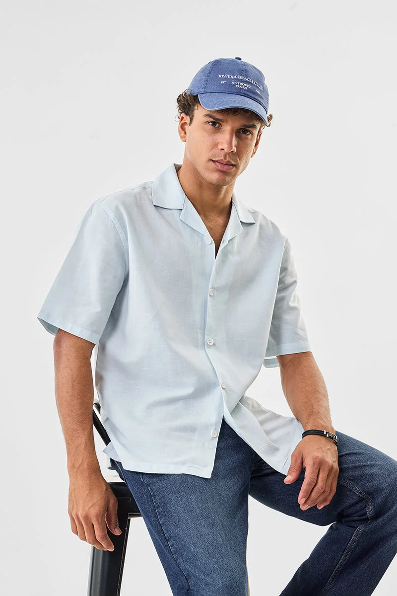 SNITCH قميص بياقة كوبية من مزيج الكتان