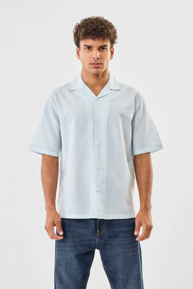 SNITCH Cuban Collar Linen Blend Shirt