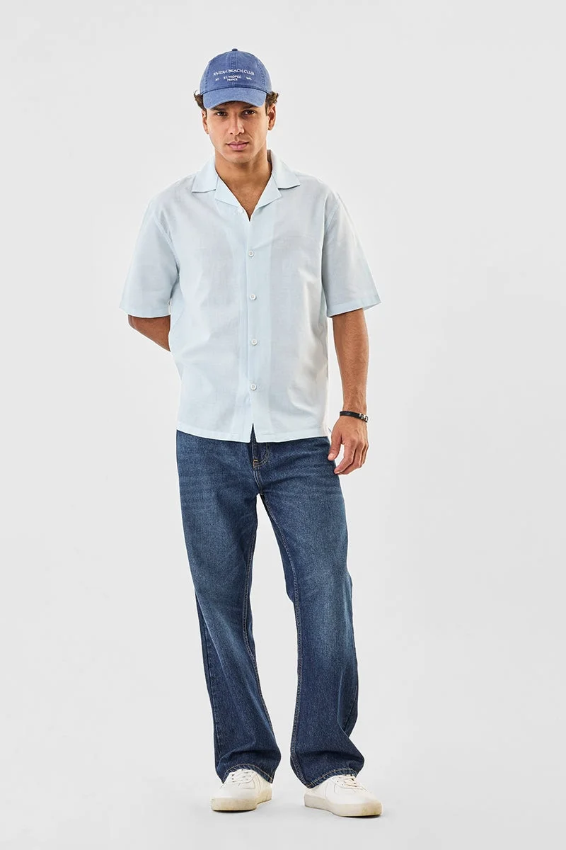 SNITCH Cuban Collar Linen Blend Shirt