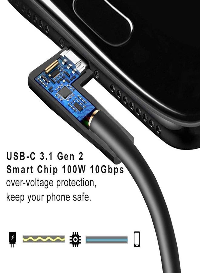 QCEs USB C to USB C 3.1 Gen 2 Cable 6.6Ft, Right Angle Type C Cable 4K Video Display 10Gbps Data Transfer 100W PD Charging Compatible with Huion Kamvas 13 Full Featured Type C Port, iPhone 16 - Image 3