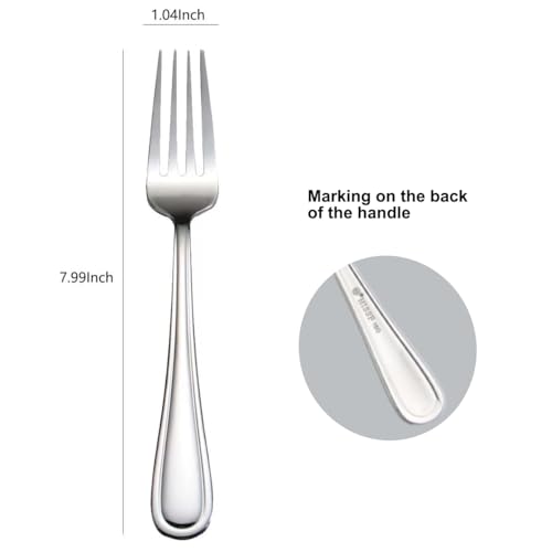 HISSF Table Forks Dinner Forks Stainless Steel 18/0 of Forks 6 Pcs for Home, Kitchen Restaurant, Dishwasher Safe, 7.99 Inches, Silver - Image 2