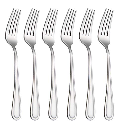 HISSF Table Forks Dinner Forks Stainless Steel 18/0 of Forks 6 Pcs for Home, Kitchen Restaurant, Dishwasher Safe, 7.99 Inches, Silver - Image 1