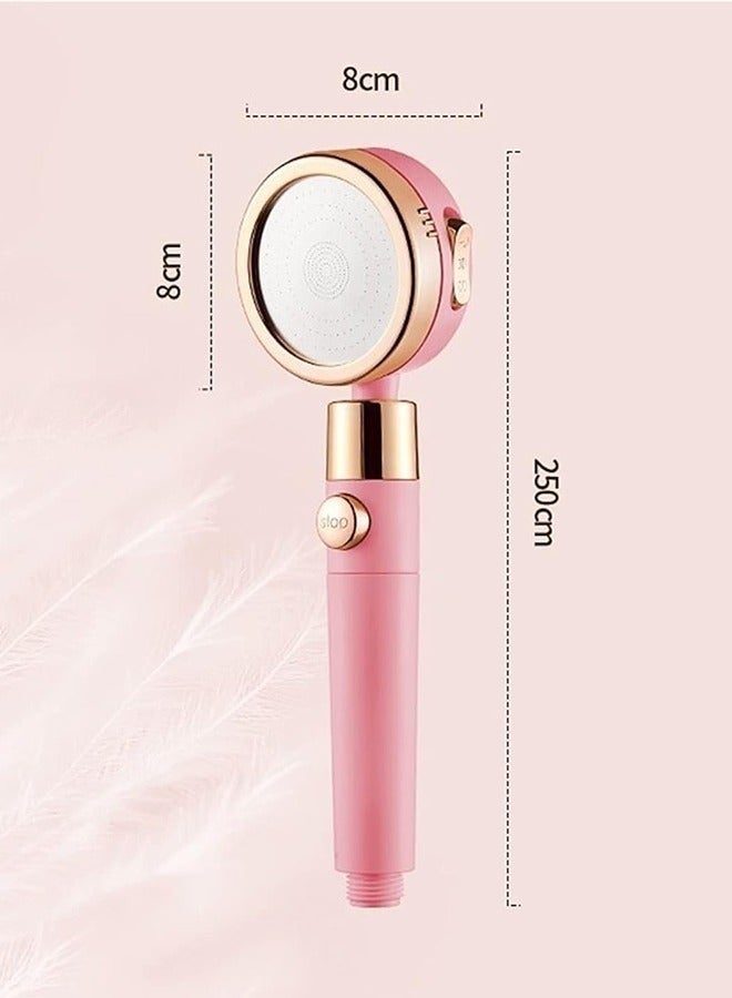 Bukela Shower Head Shower Head Water Saving Flow Degrees High Pressure Rain Shower Head 3 Modes Rotating Adjustment Bathroom Pink Shower Head Set, With 5 Pcs Filter Element（Pink） - Image 4