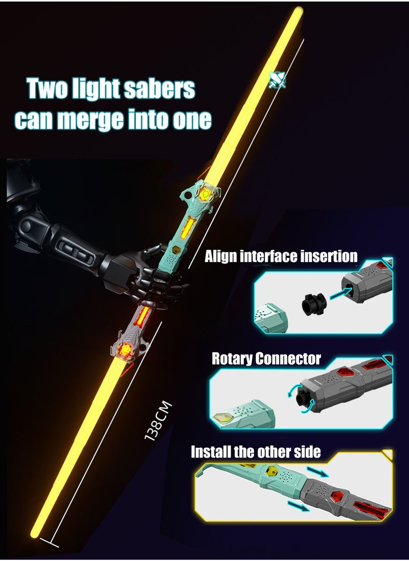 MissTiara - 2 Piece Convertible 16 Color Light Effect Telescopic Lightsabers with 3D Dynamic Sound Effect and 2 Pieces Can be Combined - Image 1