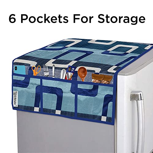 E-Retailer® Exclusive 3-Layered Polyester Combo Set of Appliances Cover (1 Pc. Fridge Top Cover, 3 Pc. Handle Cover, 1 Pc. of Microwave Oven Top Cover and 1 Pc. Front Load Washing Machine Cover) (Color-Blue, Design-Geometric, Set Contains-6 Pcs. ) - Image 2