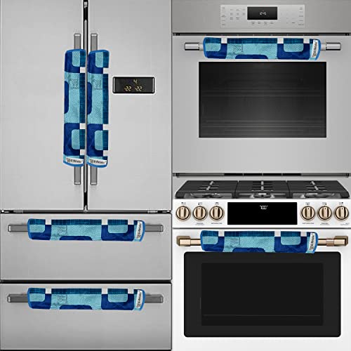 E-Retailer® Exclusive 3-Layered Polyester Combo Set of Appliances Cover (1 Pc. Fridge Top Cover, 3 Pc. Handle Cover, 1 Pc. of Microwave Oven Top Cover and 1 Pc. Front Load Washing Machine Cover) (Color-Blue, Design-Geometric, Set Contains-6 Pcs. ) - Image 3