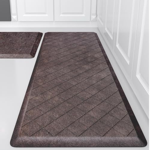 WEZVIX Cushioned Anti Fatigue Mats Heavy Duty NonSkid Floor Mats  12 Inch Thick Ergonomic Comfort Foam Brown