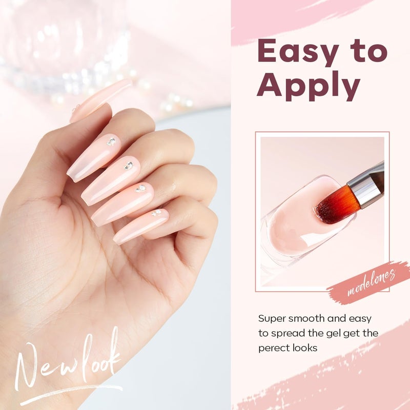 modelones Poly Gel Set 6 Colors Jelly Gel Milky White Sheer Pink Nude Translucent Nail Extension Kit DIY Art for Women - Image 4