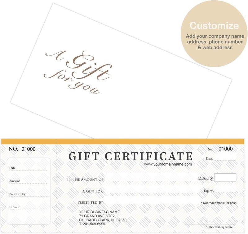 IMPACTONLINEPRINTING Custom Gift Certificates For Business - Add Your Store Name and Address, Comes with Free matching Envelopes and Sequential Numbering Printing (Modern) - Image 2