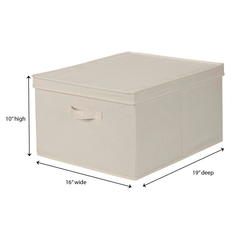 Household Essentials 115 Storage Box with Lid and Handle | Natural Beige Canvas | Jumbo - Image 4