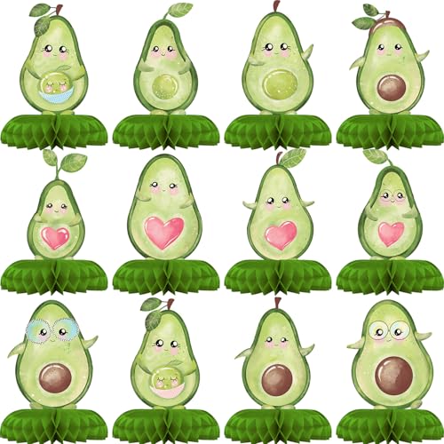 BonBeeDesign 12 Pack Avocado Table Decorations Avocado Party Decorations for Kids Birthday and Baby Shower Avocado Table Toppers - Image 1