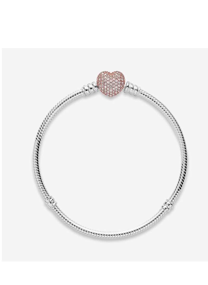 Pandora Moments Sparkling Heart Link Snake Bracelet