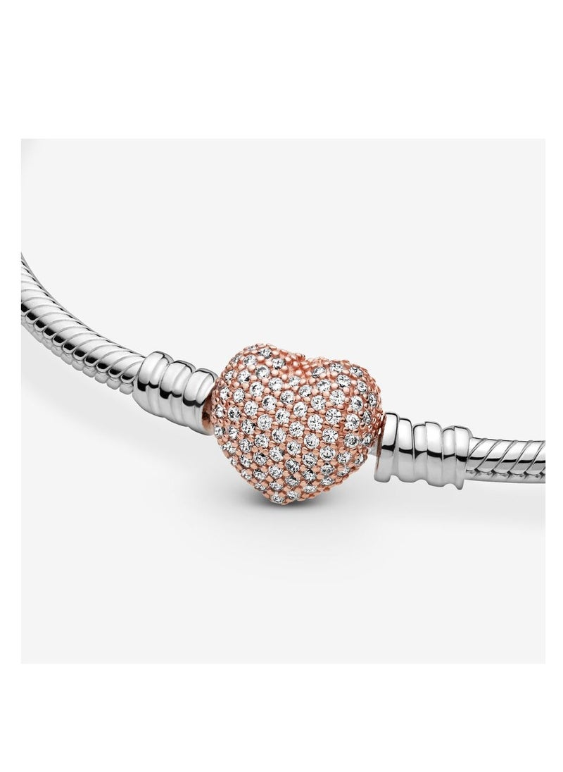 Pandora Moments Sparkling Heart Link Snake Bracelet