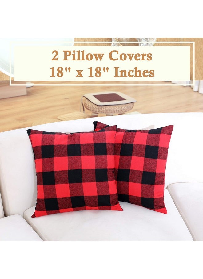 BETTERLINE BETTERLINE Buffalo Check Plaid Set of Table Runner and 2 Throw Pillow Covers - Plaid Pattern Checkers - 72 Inch x 14 Inch Runner and 18 Inch x 18 Inch Pillow Cover Case  - Image 4