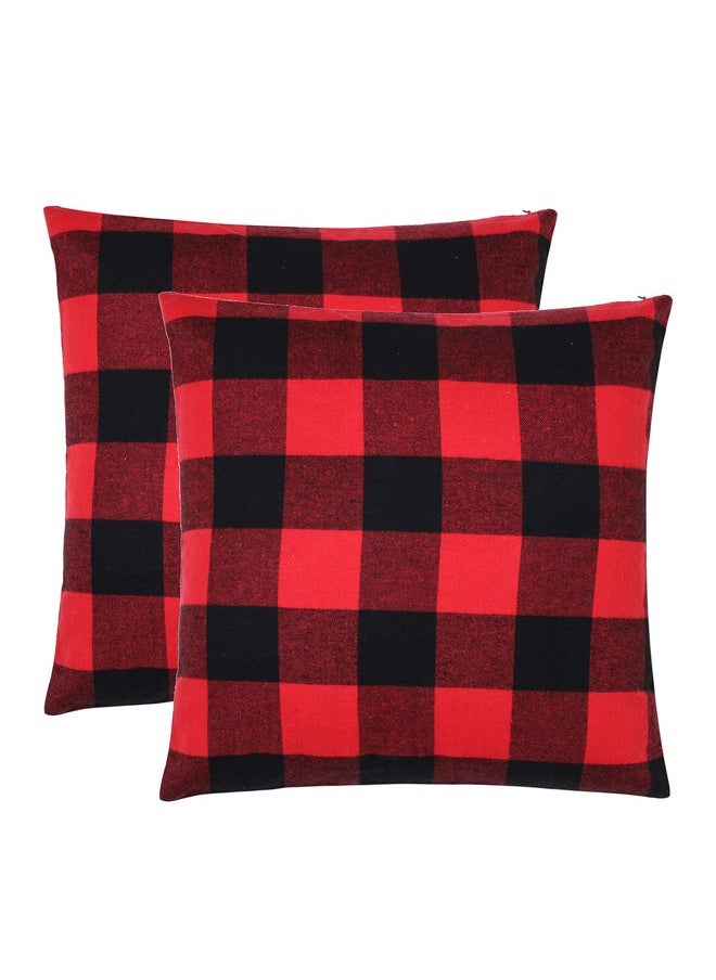 BETTERLINE BETTERLINE Buffalo Check Plaid Set of Table Runner and 2 Throw Pillow Covers - Plaid Pattern Checkers - 72 Inch x 14 Inch Runner and 18 Inch x 18 Inch Pillow Cover Case  - Image 5