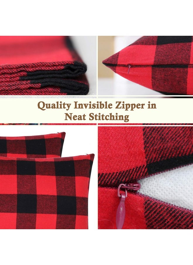 BETTERLINE BETTERLINE Buffalo Check Plaid Set of Table Runner and 2 Throw Pillow Covers - Plaid Pattern Checkers - 72 Inch x 14 Inch Runner and 18 Inch x 18 Inch Pillow Cover Case  - Image 3