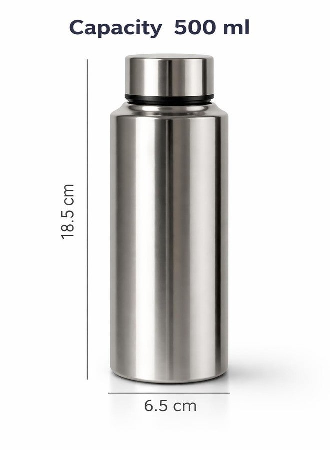 VISAXMI Stainless Steel Water Bottle 500ml | Drinking water bottle | Steel fridge bottle | Leak Proof & Durable Steel Bottle for Office, Gym, School & Home (Set of 6) - Image 2