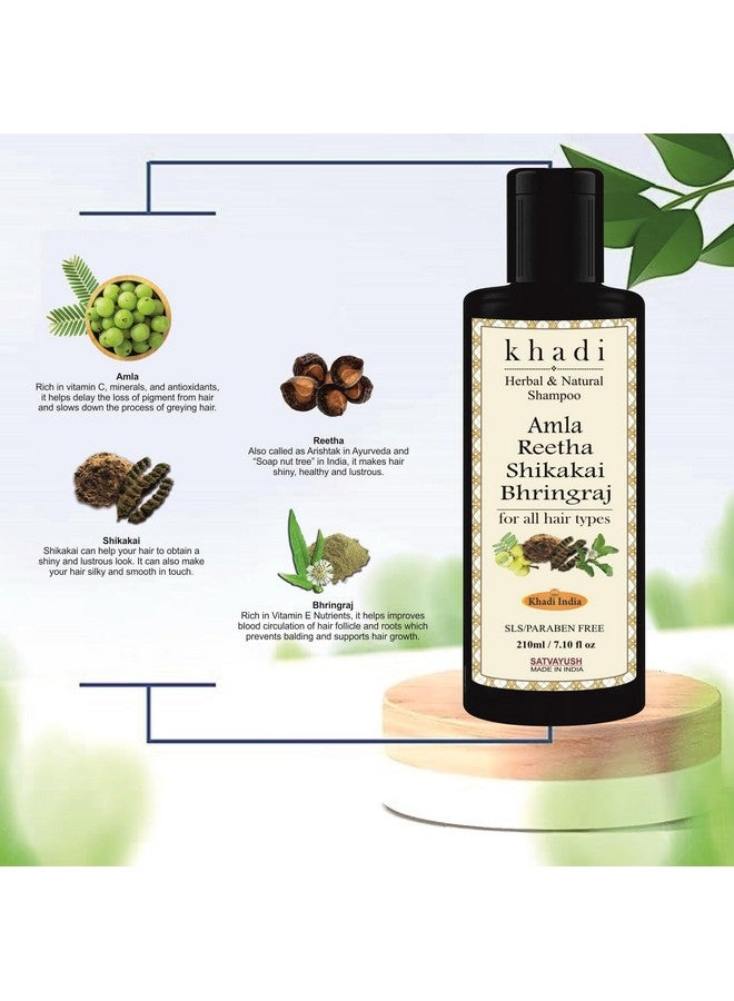 Satvayush Khadi Amla Reetha Shikakai Bhringraj Sls-Paraben Free Ayurvedic Shampoo Anti Dandruff -420 Ml - Image 3