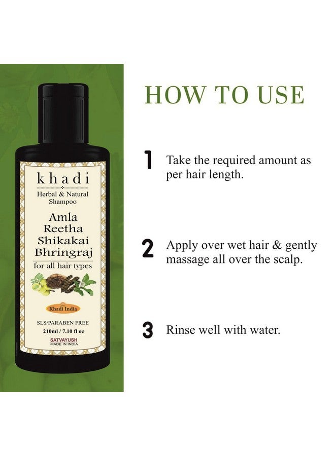 Satvayush Khadi Amla Reetha Shikakai Bhringraj Sls-Paraben Free Ayurvedic Shampoo Anti Dandruff -420 Ml - Image 4