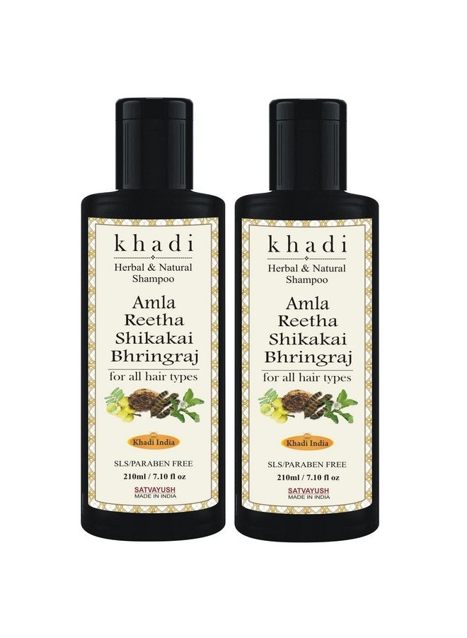 Satvayush Khadi Amla Reetha Shikakai Bhringraj Sls-Paraben Free Ayurvedic Shampoo Anti Dandruff -420 Ml - Image 1