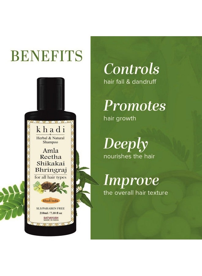 Satvayush Khadi Amla Reetha Shikakai Bhringraj Sls-Paraben Free Ayurvedic Shampoo Anti Dandruff -420 Ml - Image 2