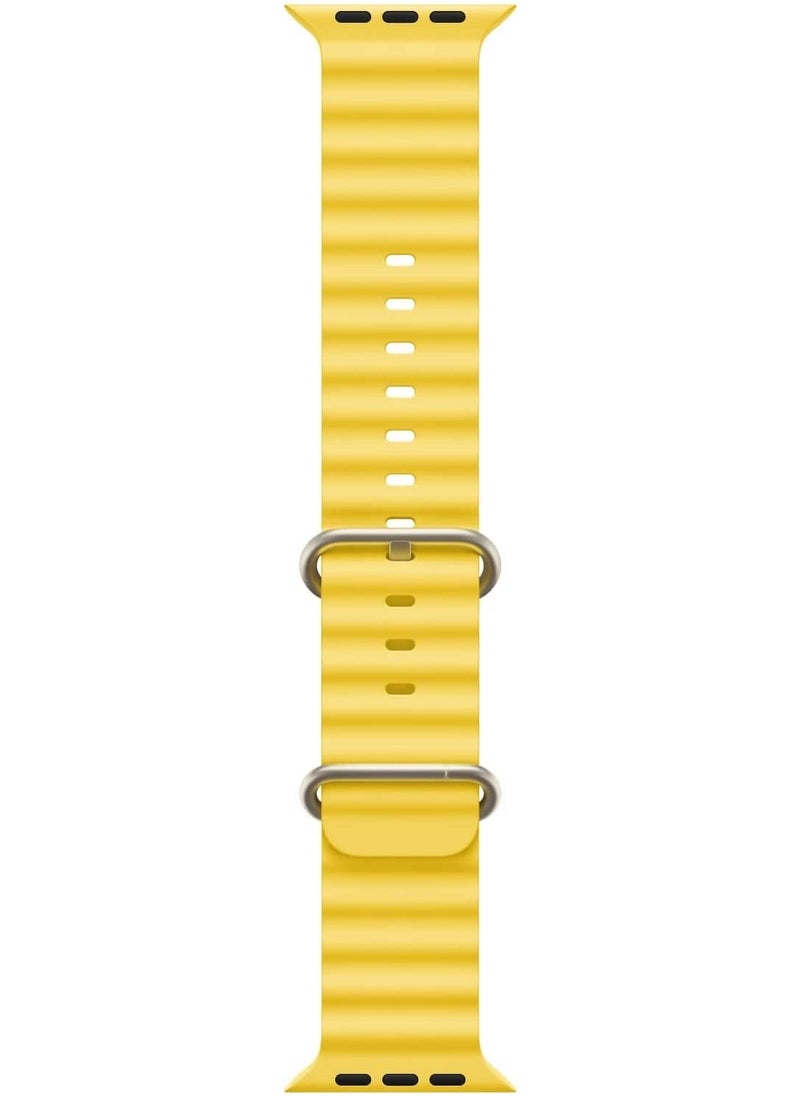 BGM Ocean Band Compatible with Apple Watch Band Ultra 49mm 45mm 44mm 42mm, Adjustable Loop with Buckle Soft Stretchy Silicone Sports Band for iWatch Series SE 8 7 6 5 4 3 2 1 Men Women, Yellow - Image 4