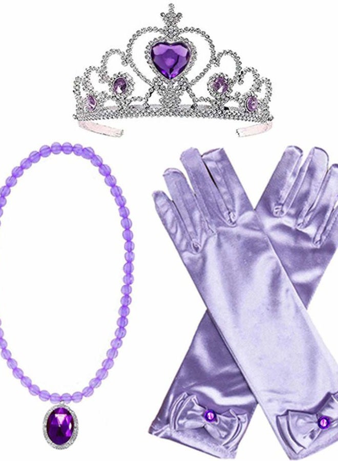 Yosbabe Princess Mermaid Wig Ariel Braid with Princess Tiara Necklace Gloves Not Including Dress Princess Mermaid Ariel Dress Up Halloween Costume Cosplay Accessories for Kids Girls (purple1) - Image 4