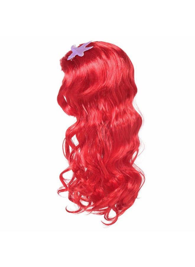 Yosbabe Princess Mermaid Wig Ariel Braid with Princess Tiara Necklace Gloves Not Including Dress Princess Mermaid Ariel Dress Up Halloween Costume Cosplay Accessories for Kids Girls (purple1) - Image 3