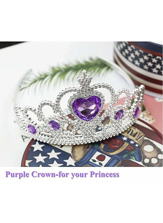 Yosbabe Princess Mermaid Wig Ariel Braid with Princess Tiara Necklace Gloves Not Including Dress Princess Mermaid Ariel Dress Up Halloween Costume Cosplay Accessories for Kids Girls (purple1) - Image 5