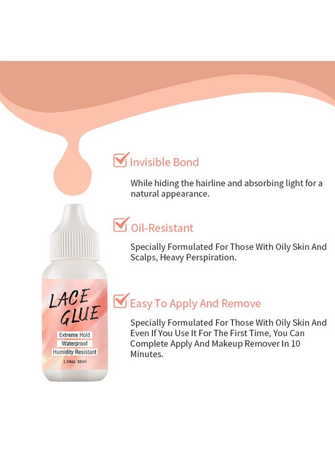 مودميت 38ML Lace Wig Glue And 30ML Adhesive Remover Set, Lace Wig Glue Safe Non-Toxic Glue, Waterproof Invisible Bonding, Perfect Combination For Front Lace Wigs - Image 2
