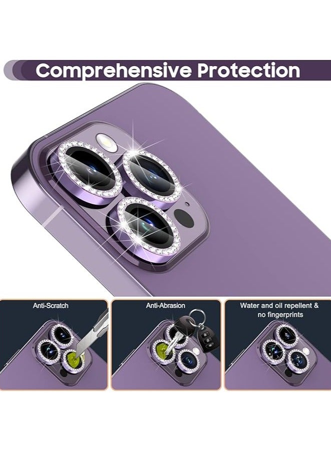 Vitacelli Camera Lens Protector Compatible for iPhone 14 Pro/iPhone 14 Pro Max, [Anti-Scratch] Premium Tempered Glass Film Aluminum Alloy Lens Ring Cover – PURPLE DIAMOND  - Image 5