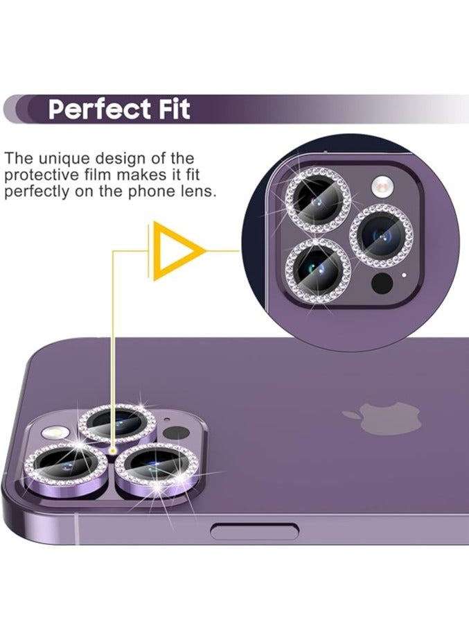 Vitacelli Camera Lens Protector Compatible for iPhone 14 Pro/iPhone 14 Pro Max, [Anti-Scratch] Premium Tempered Glass Film Aluminum Alloy Lens Ring Cover – PURPLE DIAMOND  - Image 1