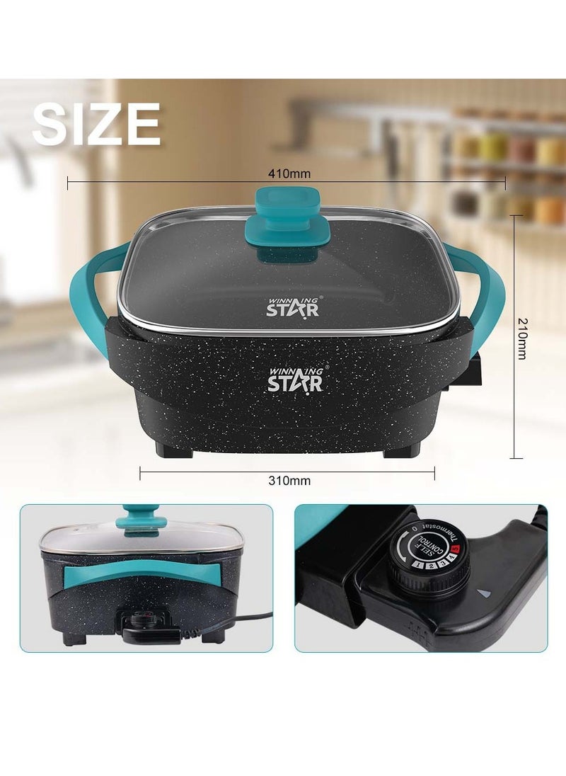 Winning Star Cook Pan Hot Pot Electric Cooking Multifunction1600W Nonstick Electric Skillets  - Image 4