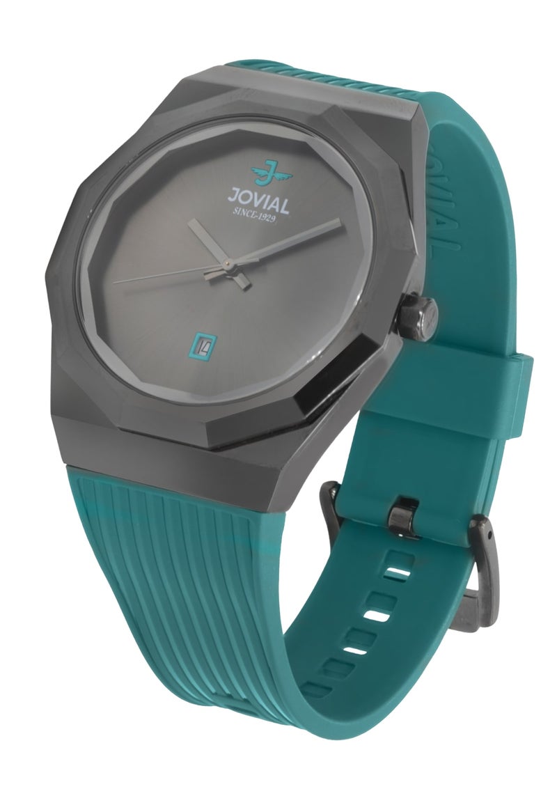 JOVIAL 5082 GBRQ22E Skin Friendly Rubber Men's Watch, Sleek, Timeless Design, Grey Dial, Quartz Movement, 41MM - Image 2