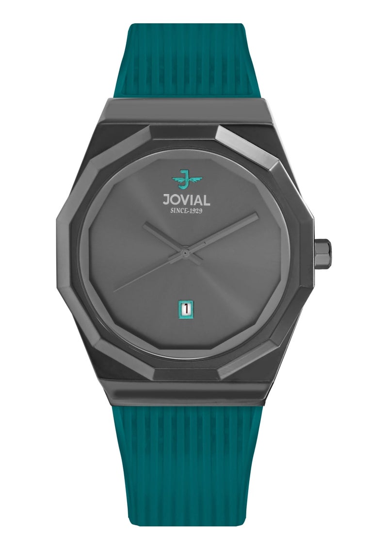 JOVIAL 5082 GBRQ22E Skin Friendly Rubber Men's Watch, Sleek, Timeless Design, Grey Dial, Quartz Movement, 41MM - Image 1