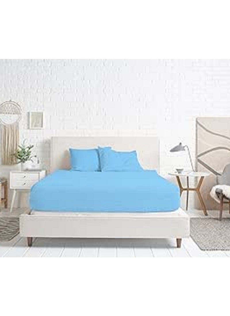 Lantique Cotton Solid Bed sheet 160 cm -turquoise  - Image 1