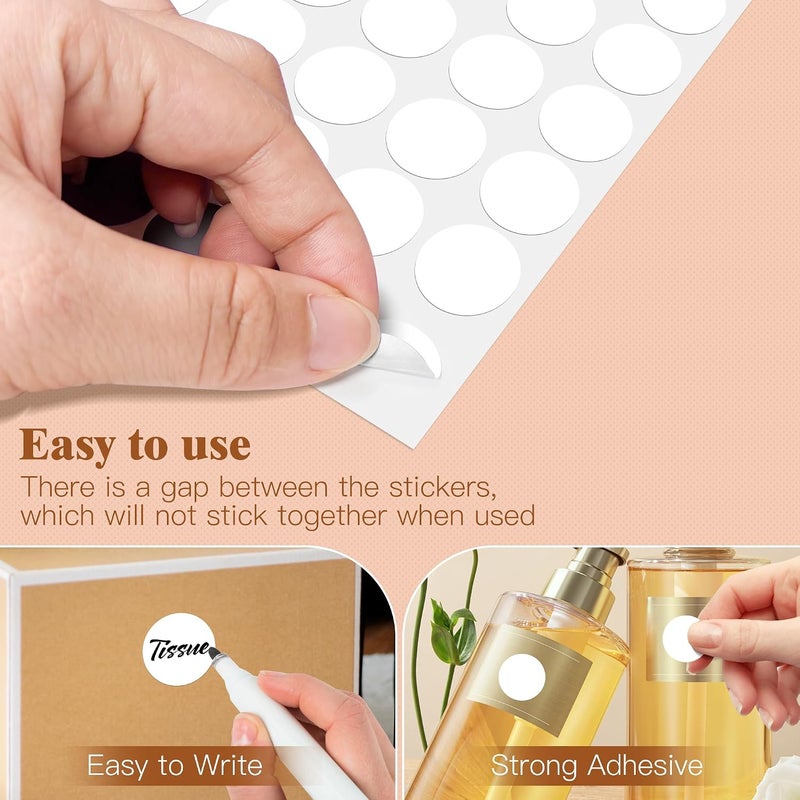 PARLAIM 3/4 Inch Color Code Dot Sticker Labels, White Circle Stickers, Round Dots Label for Home Office Marking,Organizing,1320 Pcs (White) - Image 3