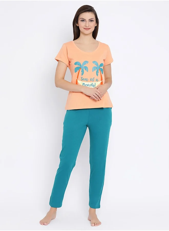 كلوفيا Clovia Cotton Rich Printed Top & Pyjama